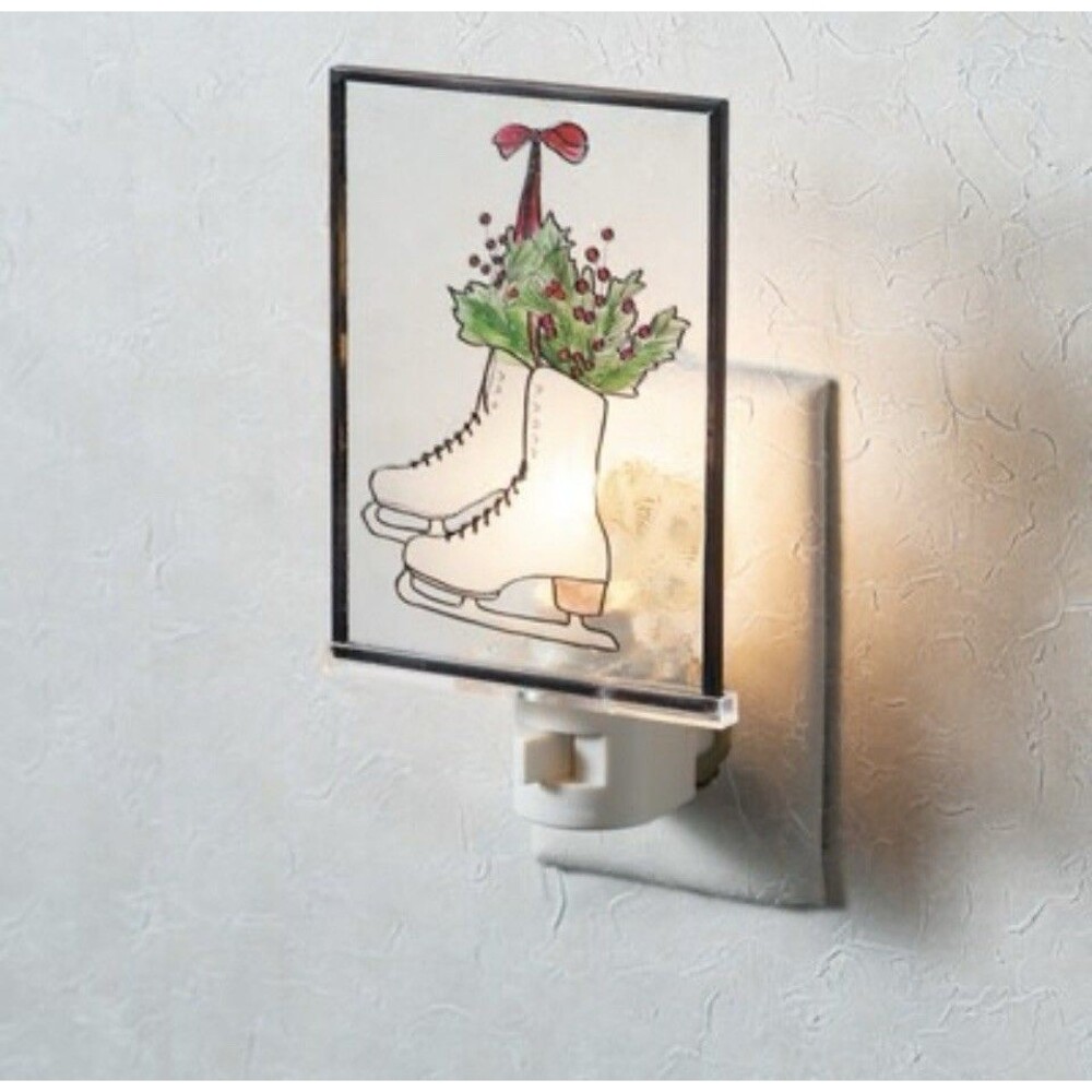 Sullivans Light Up Night Light Ice Skates/Holly‎ Plug In Light Holiday Christmas